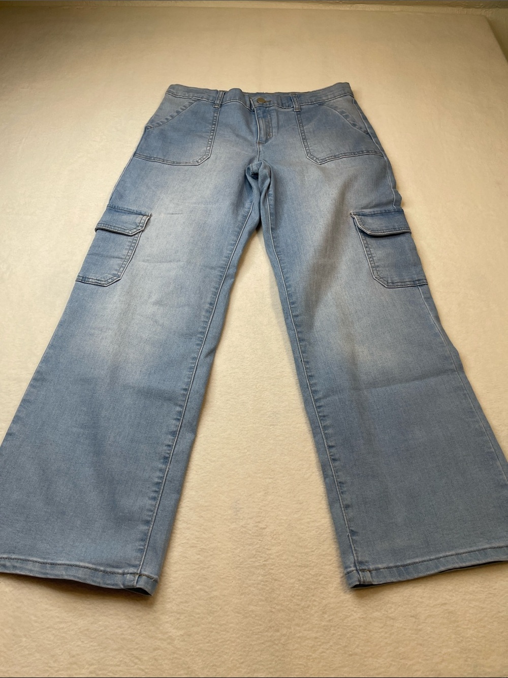 wonder nation Light Wash Wide‑Leg Cargo Jeans GIRLS SIZE 18